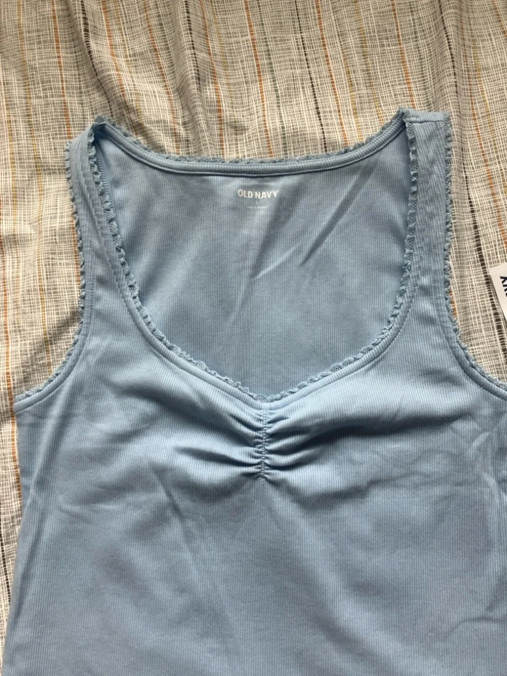 Old Navy Light Blue Ribbed Cinched-Front Tank Top size L - Picture 9 of 11